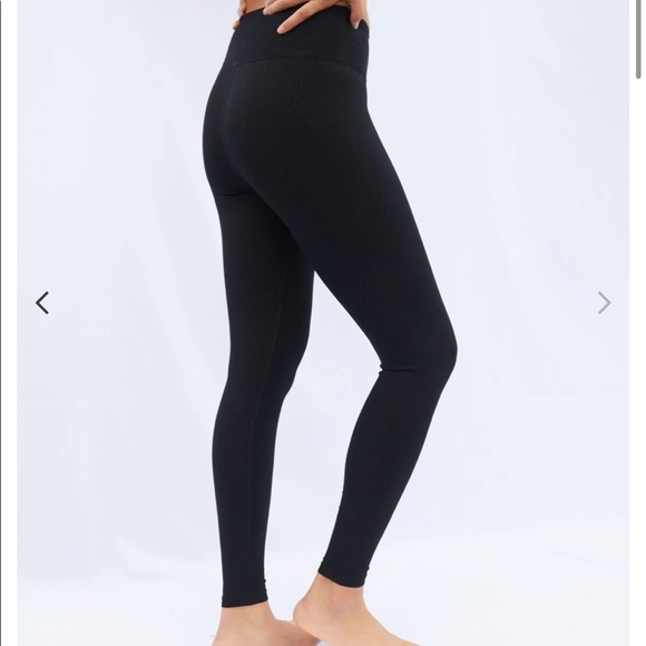 🔥ALLFENIX🔥BLACK RIBBED HIGH WAISTED LEGGINGS SIZE M NWT - Picture 2 of 2